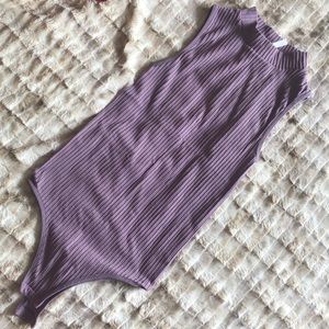 Mock neck ribbed bodysuit